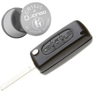 Coque de Clé avec Lame Compatible avec Citroën C4 Picasso C4 Grand Picasso  CE0536  avec 1x Pile CR1620  Boitier Clef Plip