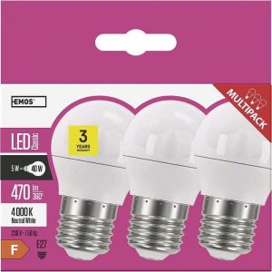 Emos Lot de 3 ampoules LED 6 W remplace l&rsquo;ampoule &agrave; incandescence de 40 W culot E27 470 lm blanche neutre 4000 K