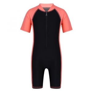 Unisexe Enfant Maillot de Bain Une Pièce Manches Courtes Anti UV Swimwear 3-10 Ans Orange