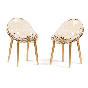 Chaises - Diamante - Polycarbonate transparent - Lot de 2 - Design moderne - Intérieur/extérieur