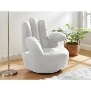Fauteuil pivotant main CATCHY en simili - Blanc - VENTE-UNIQUE - 1 place - Contemporain - Design