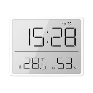 Horloge Électronique LCD Fine Murale Et Magnétique Réveil Numérique De Température Et Dhumidité，Blanc