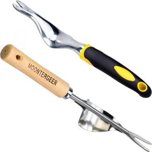 2pcs Désherbeur Manuel en Acier Inoxydable Outil Gouge de Désherbage en Poignée Bois Outil De Jardinage Désherbeurs Pissenlit
