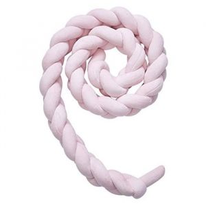 Tour de lit b&eacute;b&eacute; tress&eacute; - Velours - Coton PP - Super doux - S&eacute;curit&eacute; b&eacute;b&eacute; - Protection berceau - Longueur 200 cm - Rose