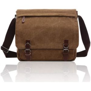 Sacoche toile homme - R&eacute;Tro - Sacs bandouli&egrave;re - Sacoche Bandouli&egrave;re sac ordinateur &eacute;Tanche - Marron