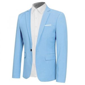 Allthemen Blazer Homme Formal Slim Fit Un Bouton Veste Costume Casual pour Mariage Bleu Ciel