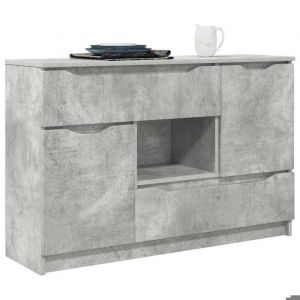 BEL-ACHAT* Buffet - Bahut Meuble Enfilade - Fonction daffichage avec tiroir Gris b&eacute;ton 100x30x656 Bois ding&eacute;nierie Prom24960921