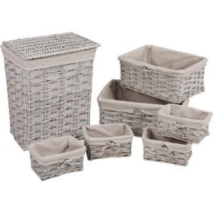 Panier et corbeilles à linge - Noname - Gris - Osier - Dimensions variées - Accessoires de buanderie