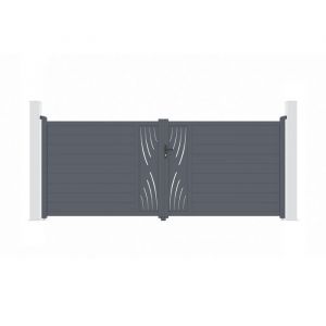 Portail battant ajustable en largeur - Casanoov - VELETA - 4m H.160cm - Gris Anthracite - Aluminium