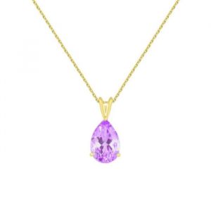 Collier - LATELIER DAZUR - Pendentif Or 18 Carats - Améthyste Goutte - Chaîne Ajustable 42-45cm - Femme
