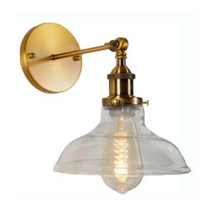iDEGU R&eacute;tro Applique Murale Int&eacute;rieur en VerreLampe Murale Industriel Style Nordique E27 Luminaire Murale Vintage R&eacute;glable 180&deg;Or
