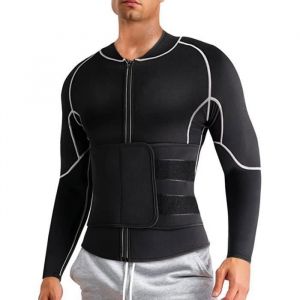 Vetement De Sudation pour Homme Gilet de Sudation N&eacute;opr&egrave;ne Minceur Ceinture Manches Longues V&ecirc;tement ​Sauna Haut Surv&ecirc;tement