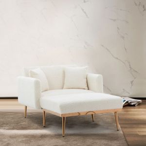 Fauteuil convertible Maisentiel Teddy blanc dossier r&eacute;glable 3 positions couchage d&rsquo;appoint 165x90x77 cm assise large