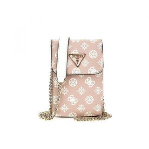 GUESS Sac t&eacute;l&eacute;phone portable vieux rose blanc pour femme - Noelle Girlfriend Smartphone Bag Rosewood Logo 225196