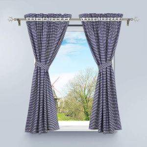 Rideau occultant - HONGYA - Motif &agrave; Carreaux - 120x80cm - Lot de 2 - Lavable