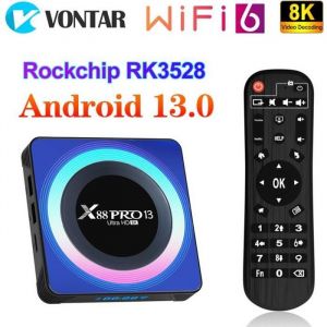 Boitier iptv X88 PRO 13 Smart TV Box Android 13 RK3528 WiFi 6 prise en charge 8K Bluetooth décodeur Android 13.0 4G 32G médias