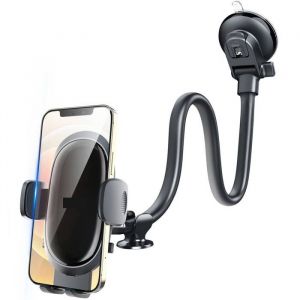 Support de téléphone solide pour voiture et camion avec bras long en col de cygne de 13 pouces support mobile pour pare-brise avec