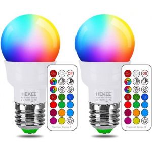 Ampoule LED E27 5W Couleur RGB Changement Color&eacute; RGBW Blanc Chaud 2700K par T&eacute;l&eacute;commande 2pcs