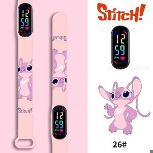 Montre Enfant Angel &ndash; Bracelet LED Digital Rose &ndash; Montre Fille Dessin Anim&eacute; Stitch