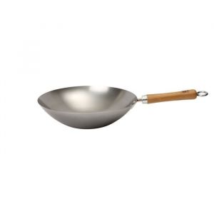 Wok - Dexam - School of Wok - Acier au carbone - 30 cm - Fond plat - Poign&eacute;es en bambou