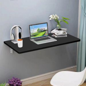 MIPAN.Table Murale Bois - Table Rabattable - Table de Salle &Agrave; Manger de Cuisine Pliante Invisible - 60 x 30 - Noir