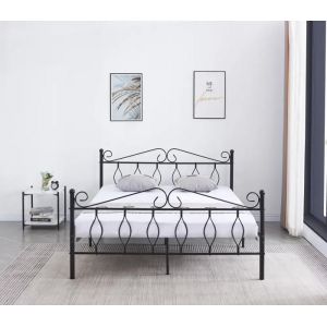 JULIE Lit adulte 140x 190 cm Sommier Inclus en Métal Noir Structure de lit 2 place