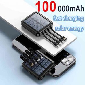 Batterie Externe Solaire de Capacité 50000mAh Port de Touriste Charge Super Rapide Livrée avec Quatre Fils Adaptée pour Sa[B59]