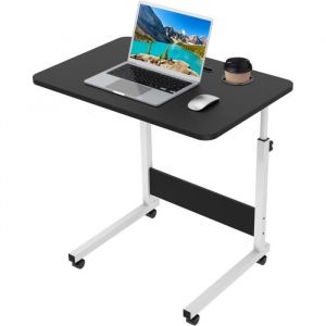 Table de lit Table Reglable En Hauteur 4 roues flexiblesavec carte à rouleaux en rotation et Fente pour carte de boisson