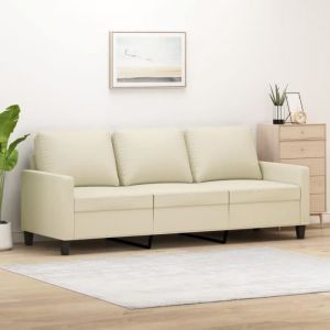Canapé scandinave de relaxation MVS - Canapé à 3 places Crème 180 cm Similicuir302 Kg