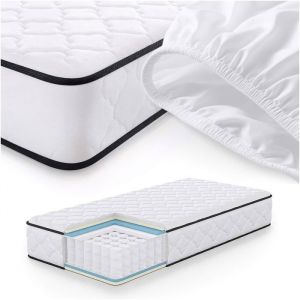 Matelas &agrave; ressorts ensach&eacute;s 7 zones avec prot&egrave;ge-matelas H3 90x190 cm