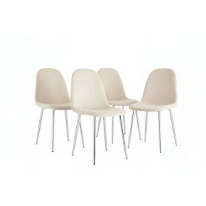 Lot de 4 chaises scandinaves velours beige pieds chrome 435x40x87 cm