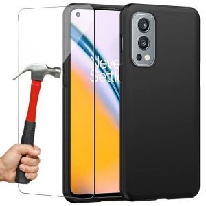 Coque de Protection - E.F.CONNECTION - Oneplus Nord 2 5G - Souple - Noir - Verre Trempé Anti Choc
