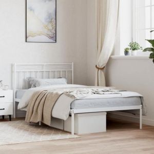 SWEET Cadre de lit métal - 2 personnes - et tête de lit blanc 107x203 cm Stable 86566558