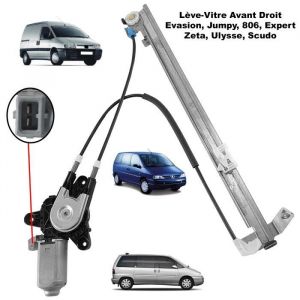 Lève vitre pour Citroen Evasion Jumpy Fiat Ulysse Scudo Peugeot 806 Expert - AVANT DROIT (côté passager)