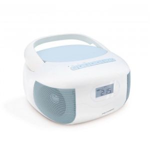 Lecteur CD Radio FM Portable Bluetooth - Poste Stéréo MP3 USB AUX-in Micro-SD Prise Casque Alimentation Secteur/Pile - Bleu