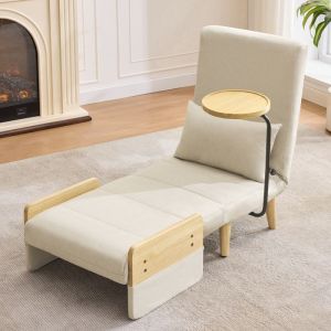 Fauteuil - lit Convertible 3 en 1 avec Fonction Sommeil - Fauteuil Chauffeuse pour Salon Chambre Bureau Appartement Beige
