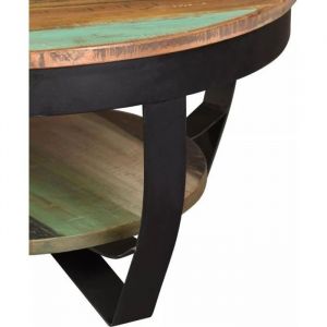 Table Basse Rond  Table de Salon  Table Basse Relevable  Table Basse Industrielle en Bois Massif de Récupération 65 x 32 c