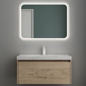 Mai & Mai® Meuble de Salle de Bain Chêne Blanc Clair avec Lavabo Meuble sous Vasque 80x50x40cm Meuble Suspendu avec Tiroir Salerno