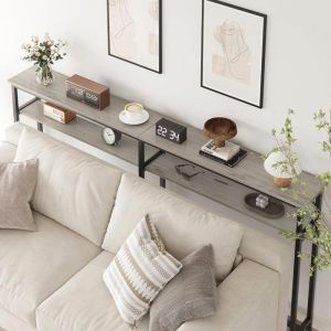 Table console étroite avec 2 étagères 180 x 20 x 99 cm pour couloir salon chambre à coucher