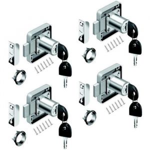 4 pcs Serrure de Tiroir de Bureau Serrure de Meuble &agrave; Cylindre Utilisation pour Fermer des Placards Tiroir Armoire ect LBQ91