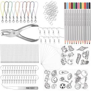 209PCS Kit Plastique Fou Comprend 10 Feuille Plastique Fou 5 Plastic Dingue avec Motif Plastique Fou Kit pour Enfant DIY Activit&eacute;