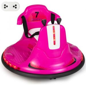 DREAMADE Voiture Electrique Auto-Tamponneuse Enfant 6V avec Télécommande 2,5G, Musique, Lumières LED, Ceinture de Sécurité, Rose