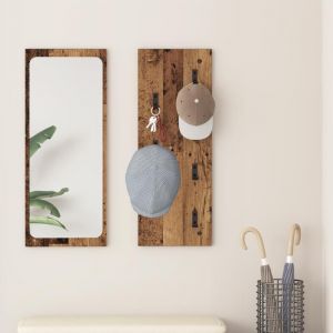 Moderne Porte-manteau mural - Portant à Vêtements Montage mural Bois ancien 30 x 1.5 x 80 cm@FR(6263223)