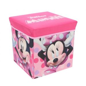 Pouf Coffre de rangement à jouets Minnie Mouse chambre enfant fille banc malle Mickey