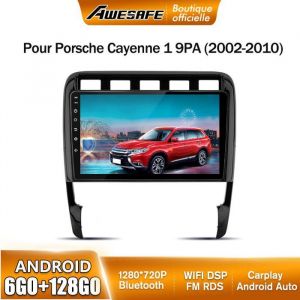 AWESAFE 4G Autoradio Android 13 pour Porsche Cayenne 9PA (2002-2010) 6Go+128Go 9  Écran avec Carplay GPS WiFi Android Auto