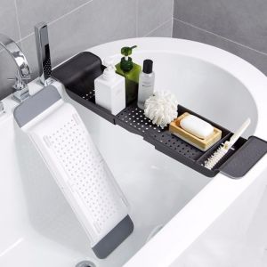 Étagère de baignoire extensibleOrganisateur multifonctionnel extensible pour baignoire rangement pratique pour douche