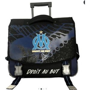 Cartable à roulettes 41 cm noir et bleu OM