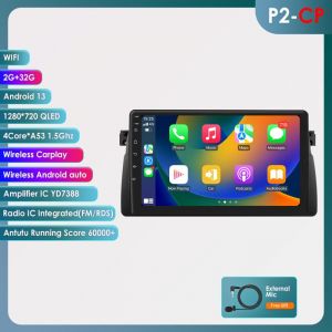 2+32G Lecteur multimédia de voiture Android pour BMW E46 M3 1999-2006 GPS Navi stéréo Audio tête unité AutoRadio Carplay 2din