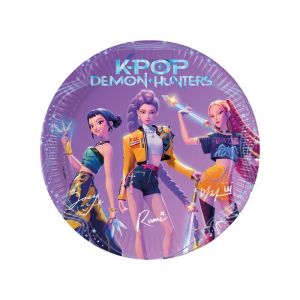 8 Assiettes en carton K-pop Demon Hunters 23 cm - Violet / parme