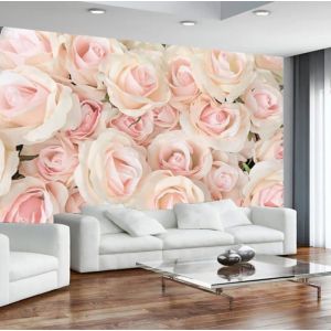Papier Peint Panoramique 3D Rose Rose Fleur Poster Geant Mural Salon Chambre Soie Décoration Murale 350x256cm